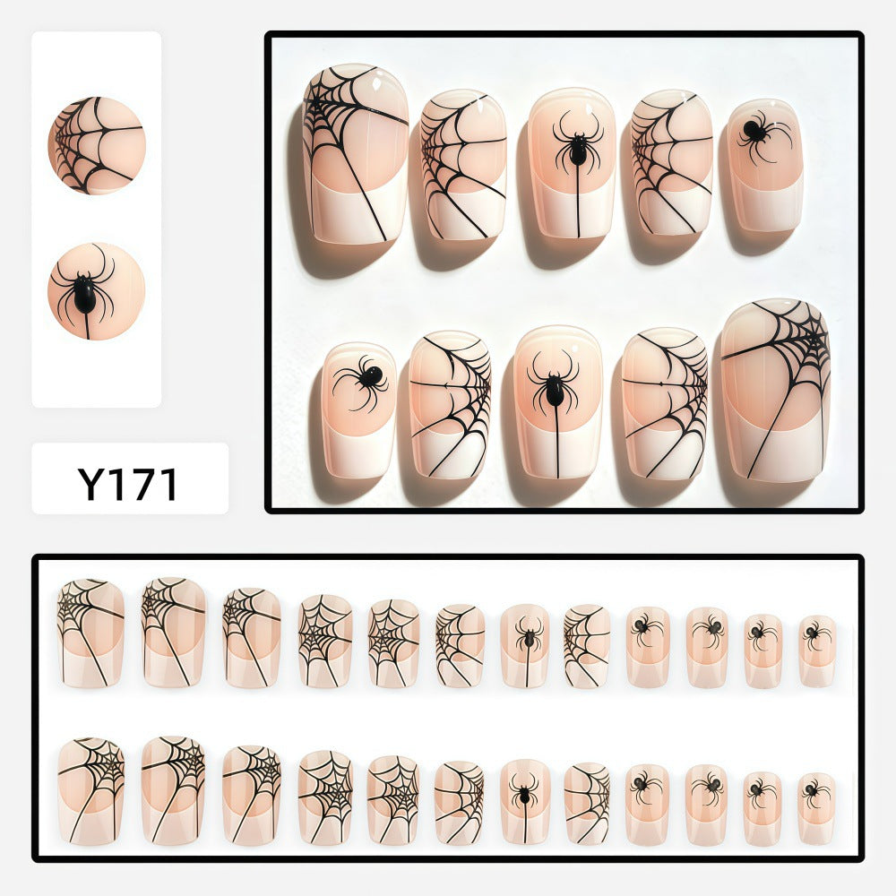 Halloween Artificial Nail Set with Spider Web Design Bowlift