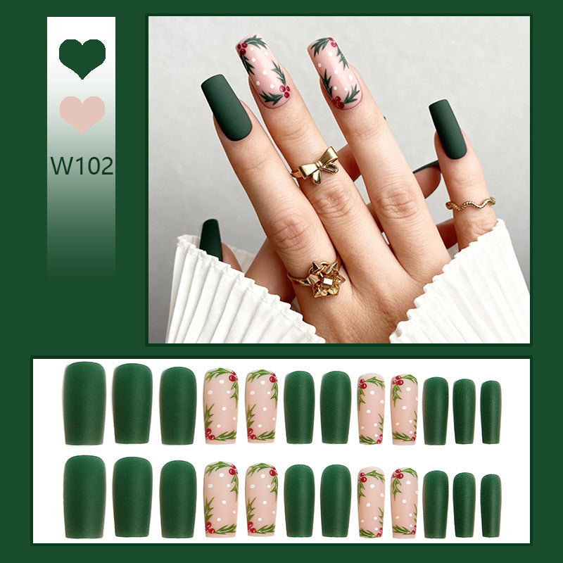 Acrylic nail set with festive Christmas design and elegant 3D embellishments Bowlift