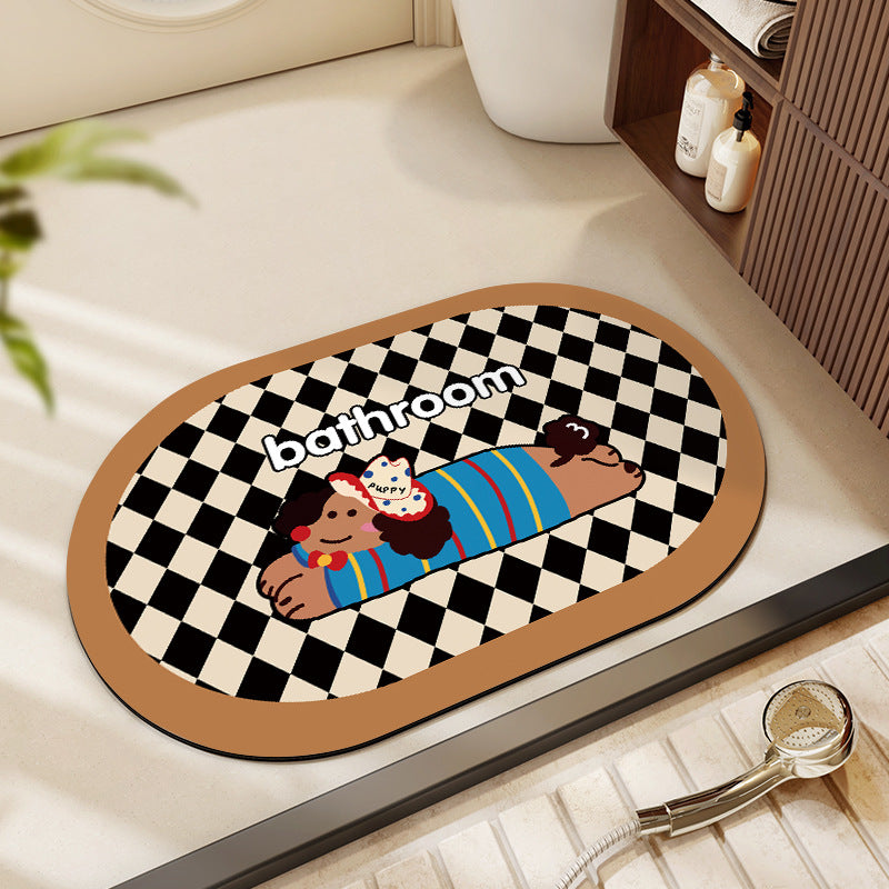 Cute Cartoon Dog Bath Mat Bowlift