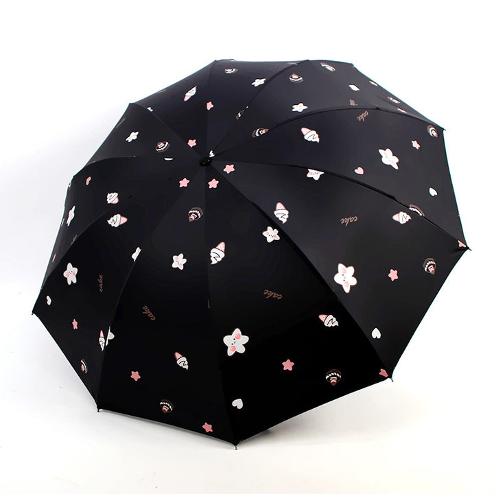 Women's Folding Umbrella with Playful Dessert Motif Bowlift