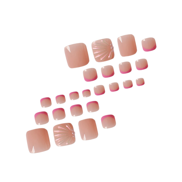 Artistic 3D Press-On Toe Nail Art with Pearl Accents Bowlift