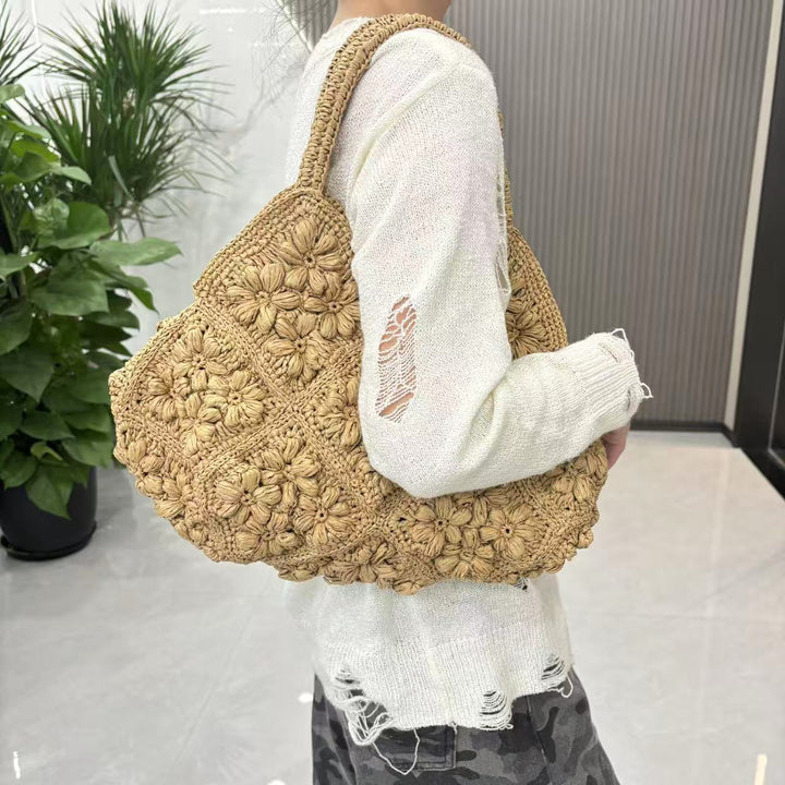 Macrame Handbag with Floral 3D Applications Bowlift