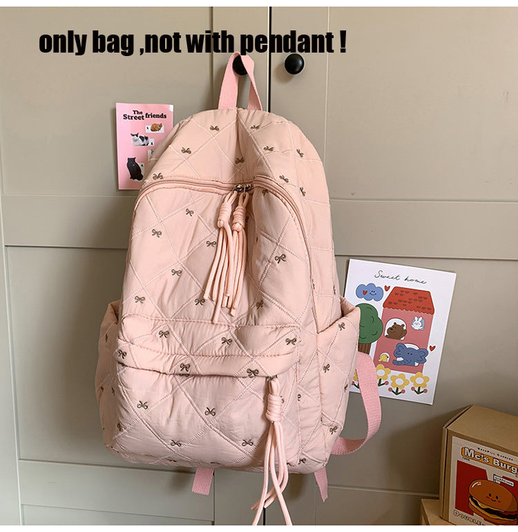 Quilted Casual School Backpack Bowlift