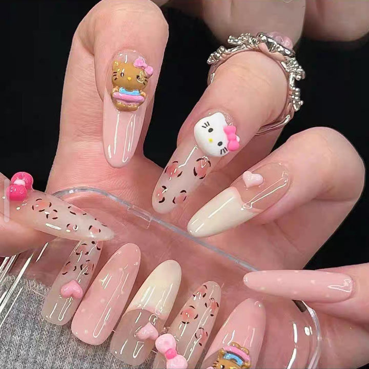 Cute Character Press-On Nails Set Bowlift