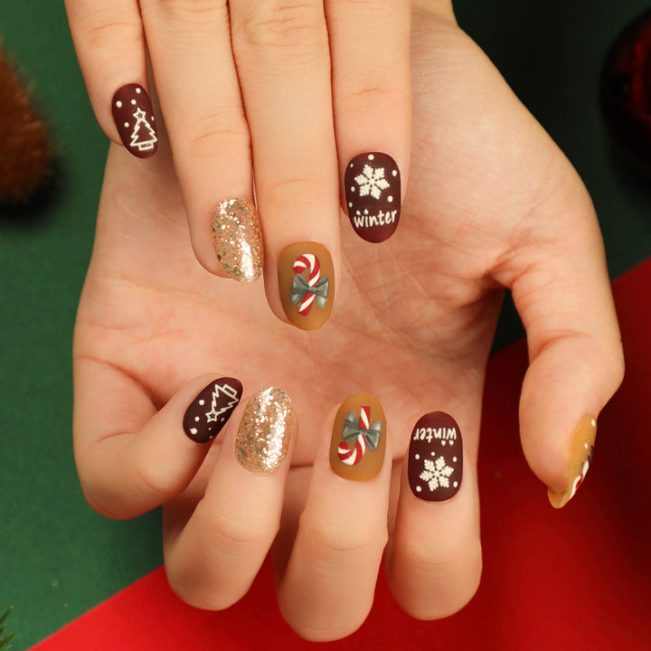 Artful Nail Extensions with Glitter and Rhinestone Embellishments Bowlift
