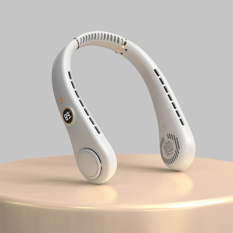 Cooling wearable bladeless neck fan with LED display and dual air outlets Bowlift