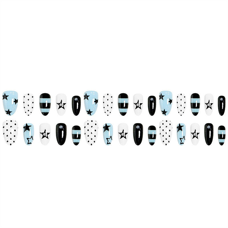 Artificial nails with trendy star and dot designs Bowlift