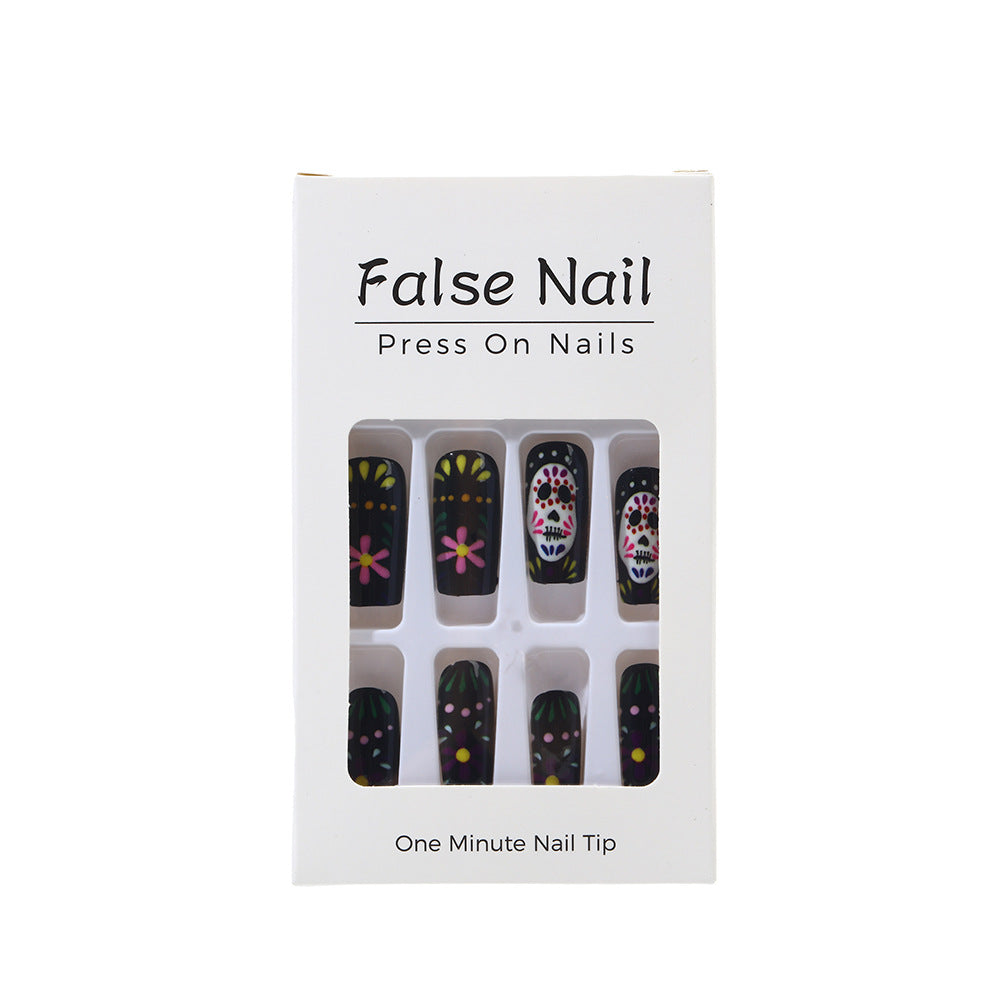 Creative artificial nails with sugar skull design Bowlift