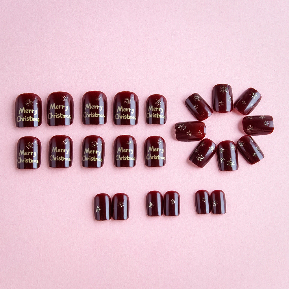 Festive Christmas-Themed Press-On Nail Art Bowlift 1787543209
