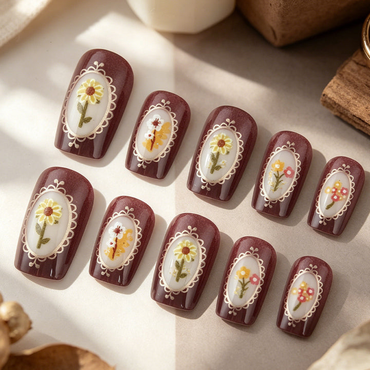 Floral Art Gel Nail Set Bowlift