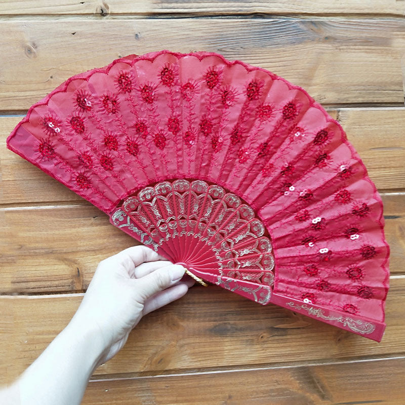 Women's high-quality lace fan with artistic floral motifs Bowlift