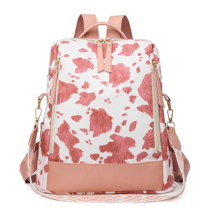 Fashionable Cow Print Backpack Bowlift
