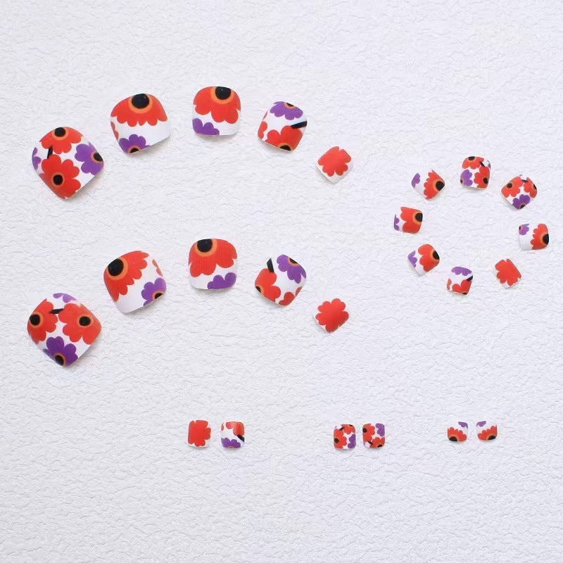 Creative Floral Print Press-On Toenails Bowlift