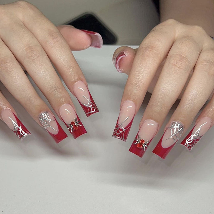 Spooky Spider Web Gel Nail Extensions Bowlift