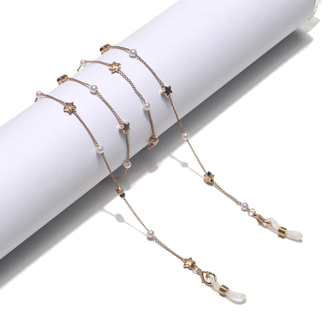 Elegant Heart-Shaped Pearl Chain Eyewear Holder Bowlift