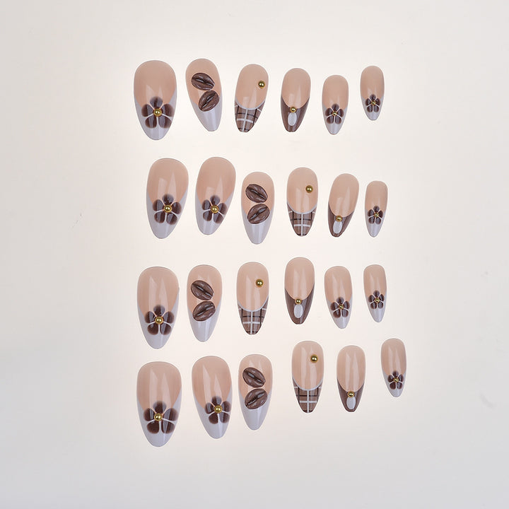 Elegant Floral Design Press-On Nail Art Set Bowlift