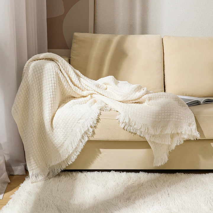 Decorative Woven Fringe Throw Blanket