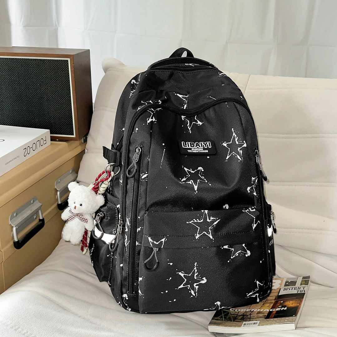 Urban Minimalist Star-Print School Backpack