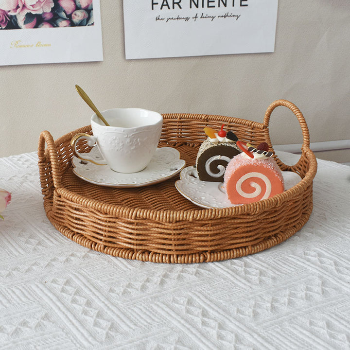 Round Rattan Serving Tray Bowlift