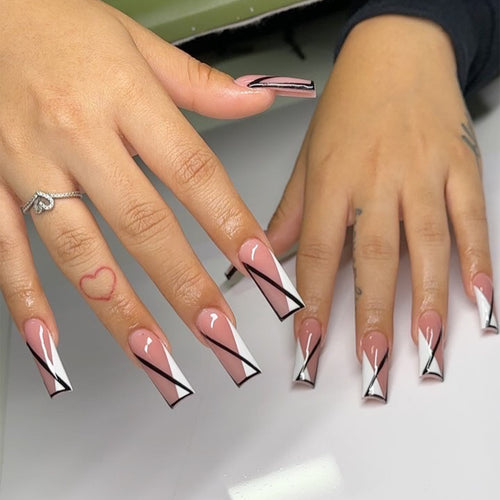 Artful Nail Extensions in Geometric Style Bowlift