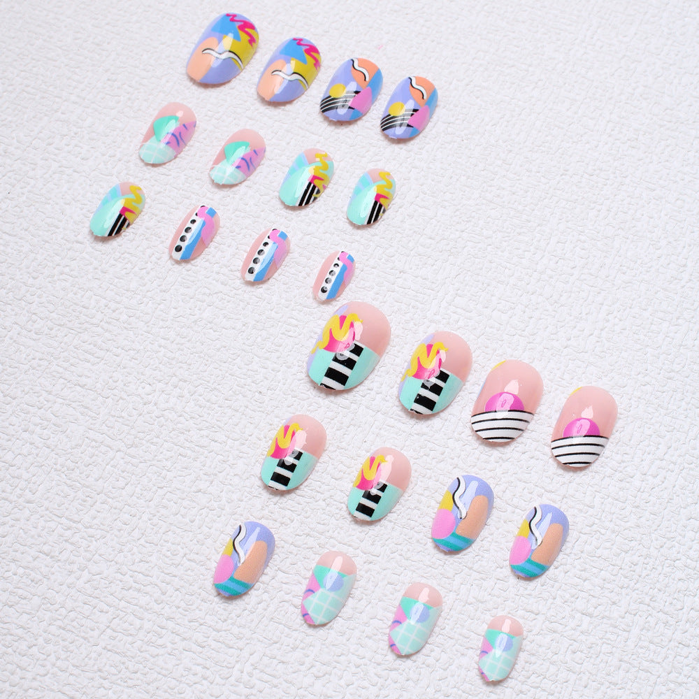 Artistic Patterned Press-On Nails Bowlift