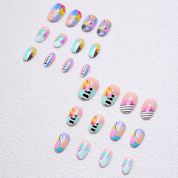 Artistic Patterned Press-On Nails Bowlift