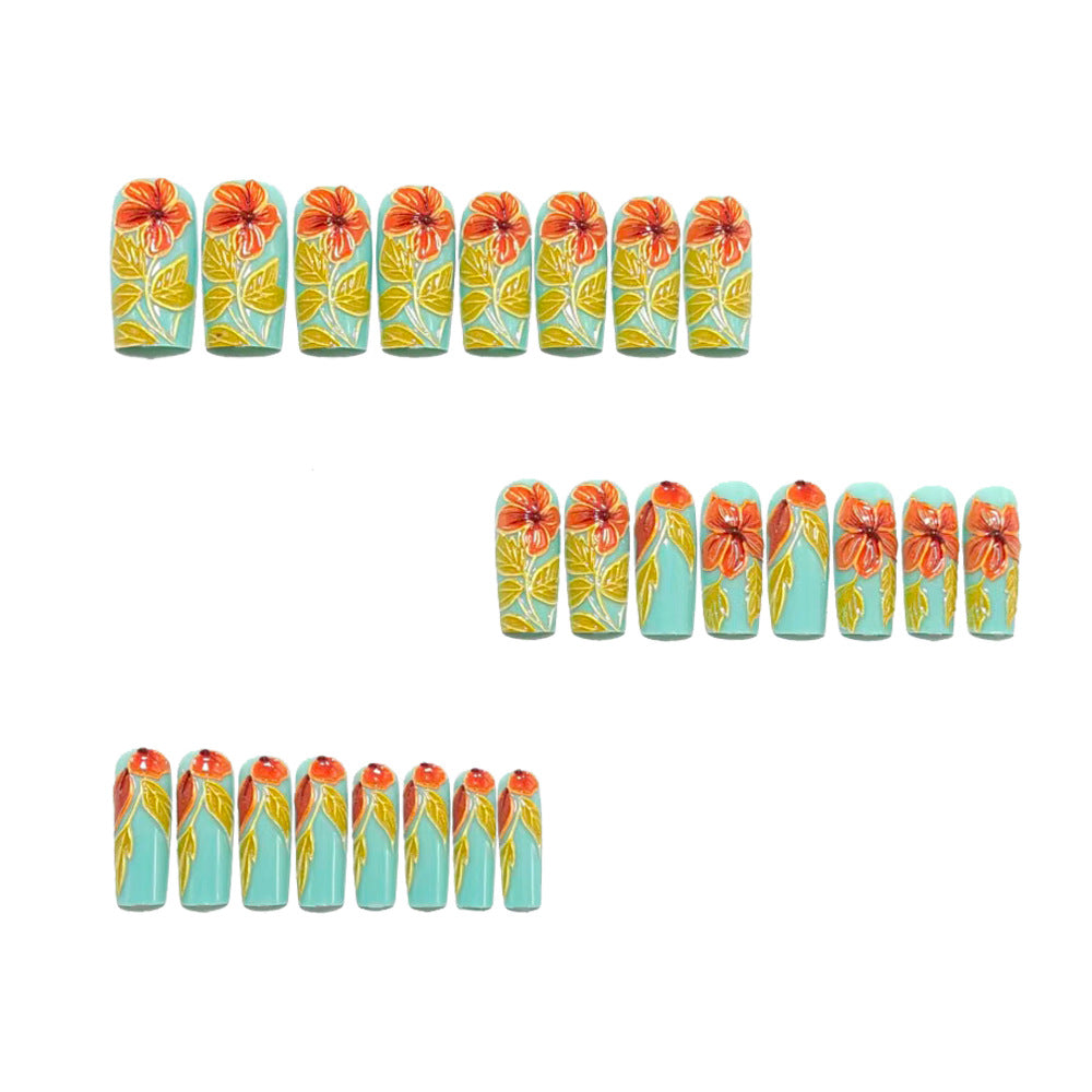 Artificial nails with elegant 3D flower design Bowlift