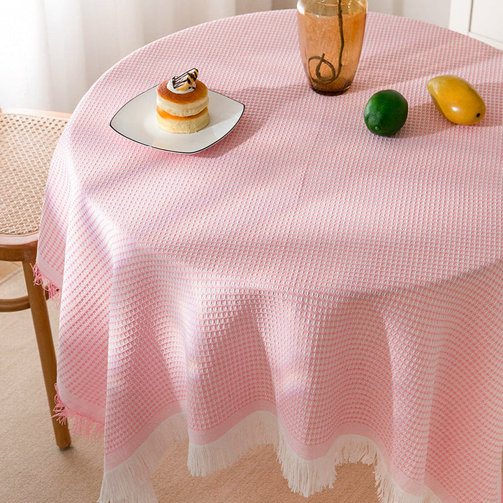 BowLift | Waffle Modern Tablecloth, Knitted Fabric Lace Coffee Cloth, Round Tablecloth, Rectangular Tablecloth