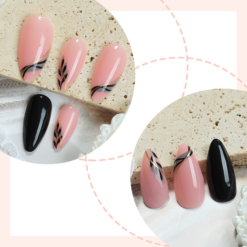 Elegant Press-On Nail Art Set with Artistic Designs Bowlift