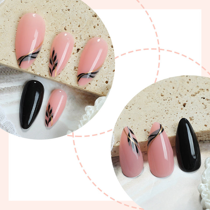 Elegant Press-On Nail Art Set with Artistic Designs Bowlift