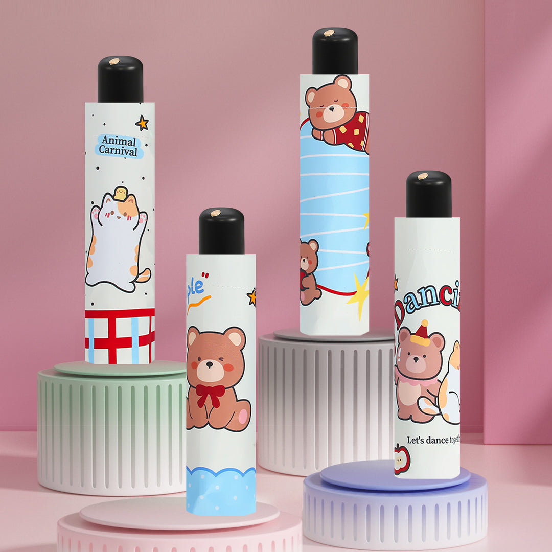 Women's Creative Folding Umbrella with Cute Bear Design Bowlift