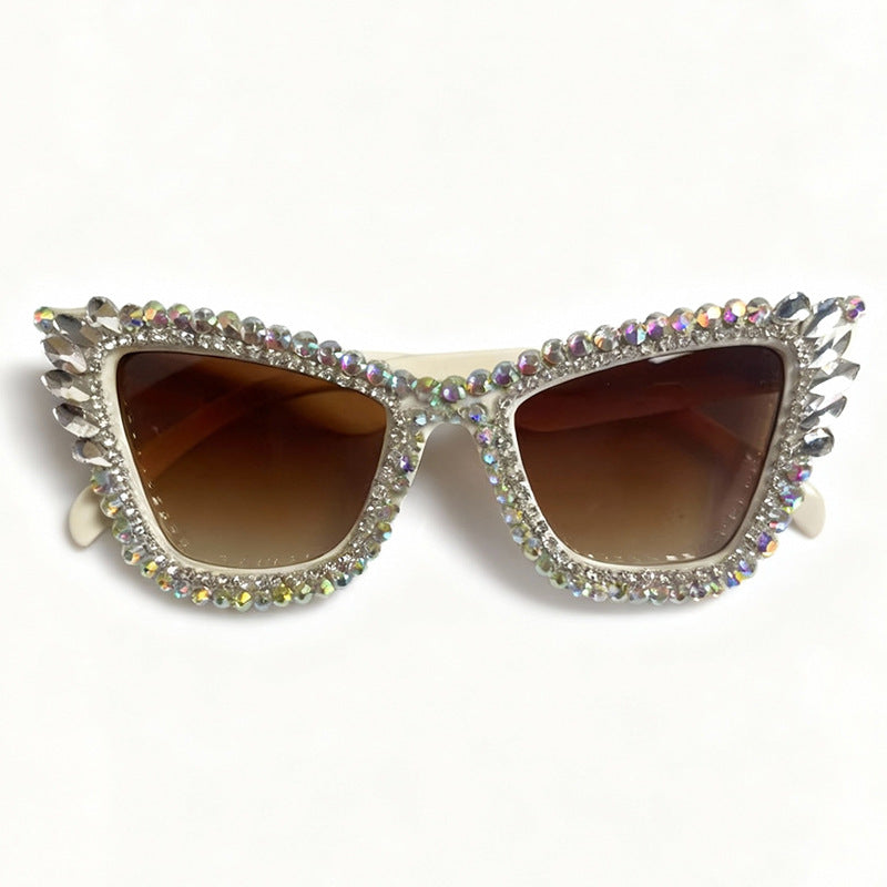 Rhinestone-Accented Cat-Eye Sunglasses Bowlift