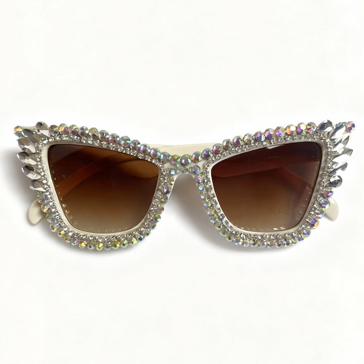Rhinestone-Accented Cat-Eye Sunglasses Bowlift