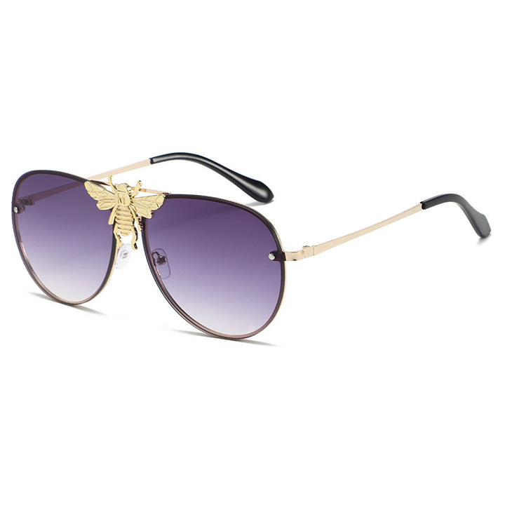 Bold Butterfly Motif Aviator Sunglasses