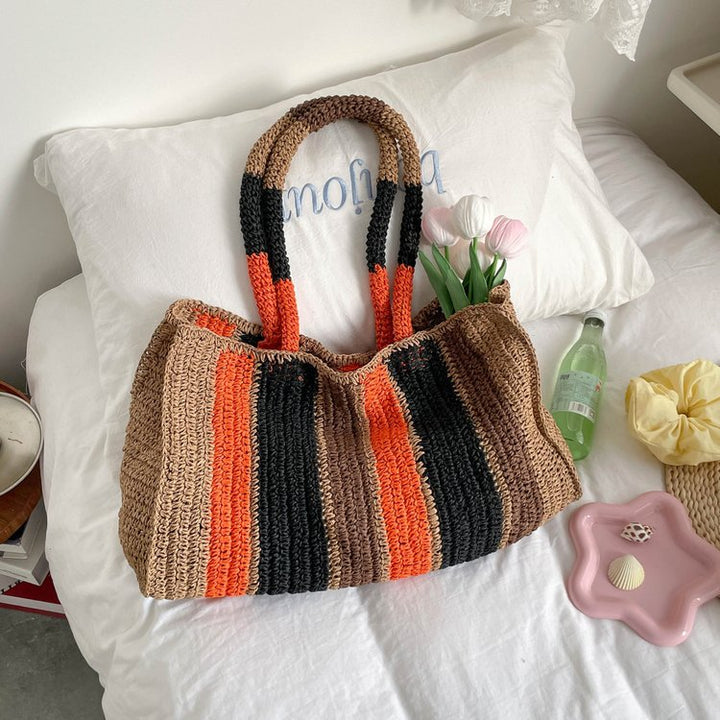 Handwoven shopping bag with modern stripes Bowlift