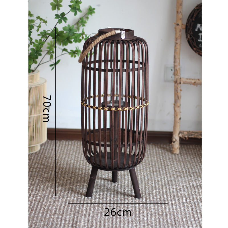 Stylish lantern made of rattan with wooden frame Bowlift