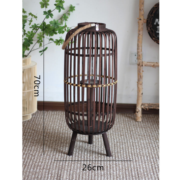 Stylish lantern made of rattan with wooden frame Bowlift