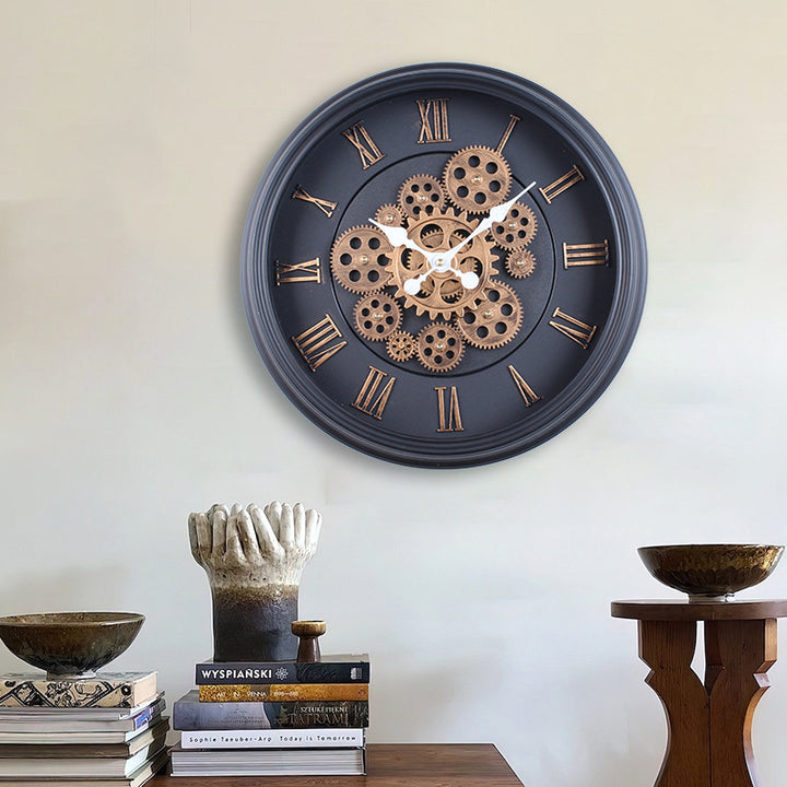Wall clock with modern mechanical design Bowlift