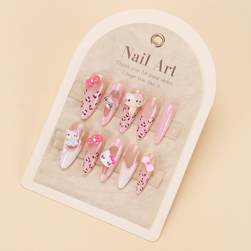 Elegant Long Press-On Nails Set with Artistic Tips Bowlift