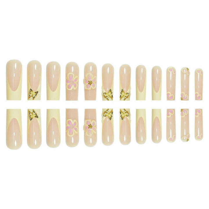 Artistic Floral Acrylic Press-On Nail Extensions Bowlift