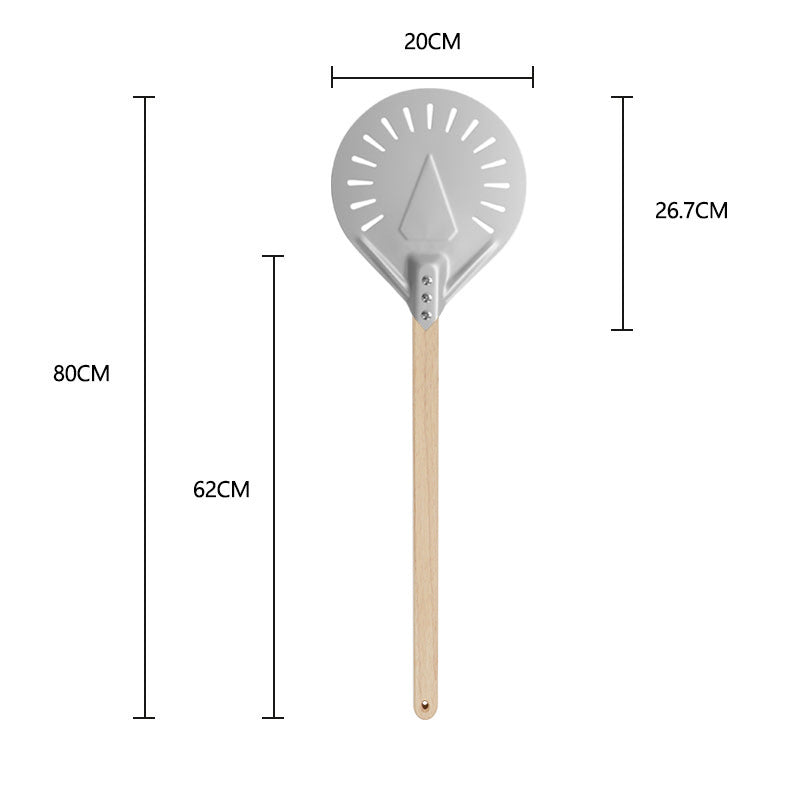 long-handled perforated pizza peel with wooden handle Bowlift