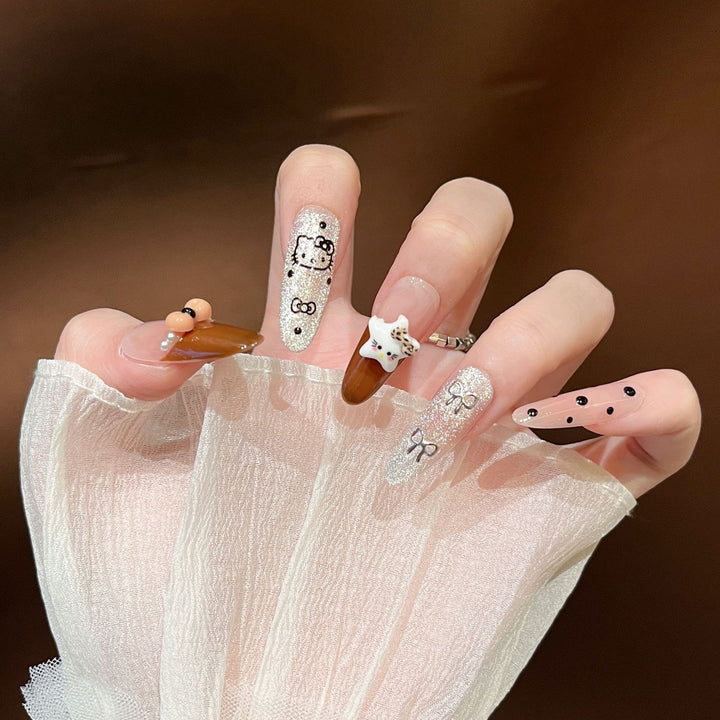 Glamorous Crystal-Studded Stiletto Press-On Nails Bowlift
