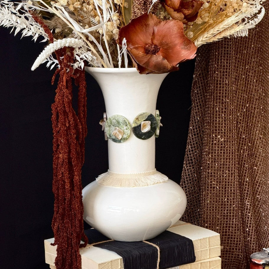 Decorative Rope Edge Clay Vase