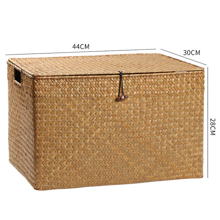 Rectangular Woven Storage Chest with Lid Bowlift