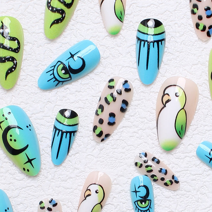 Artificial nail set with playful animal designs and eye-catching 3D designs Bowlift