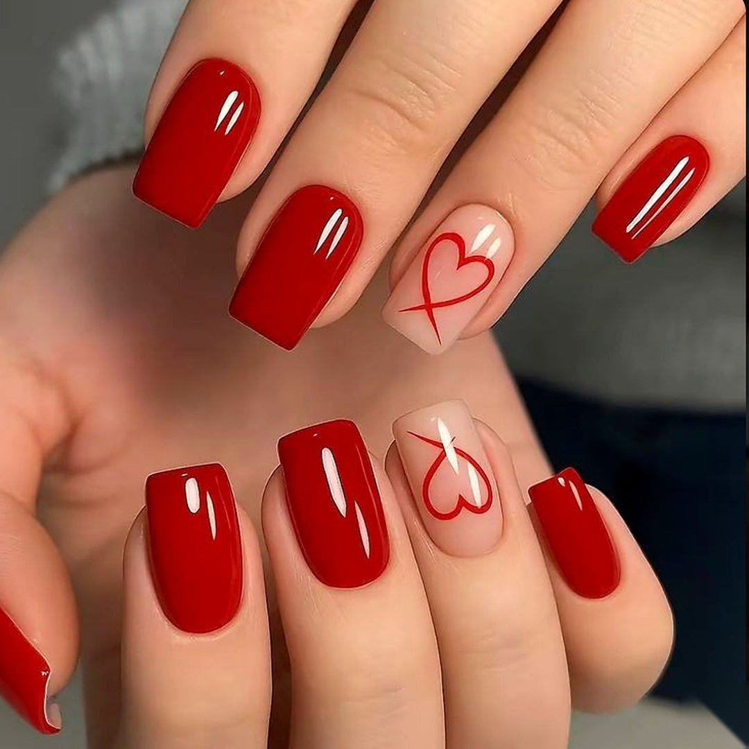 Premium Press-on Nails with Heart Design Bowlift