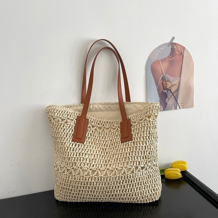 Natural beach bag with sturdy leather handles Bowlift