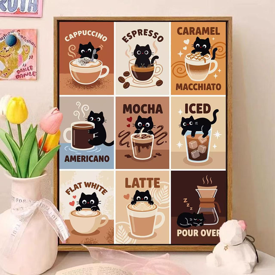 Playful Cat-Themed Illustrated Wall Art Bowlift