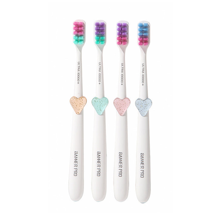 Heart-Accent Soft-Bristle Toothbrush Set Bowlift