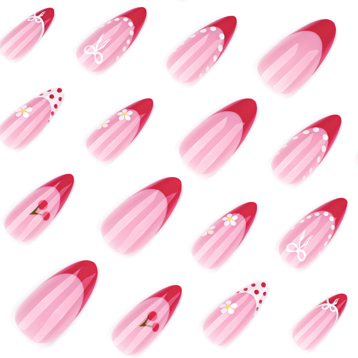 Artistic Nail Extensions with Cheerful Cherry Design Bowlift